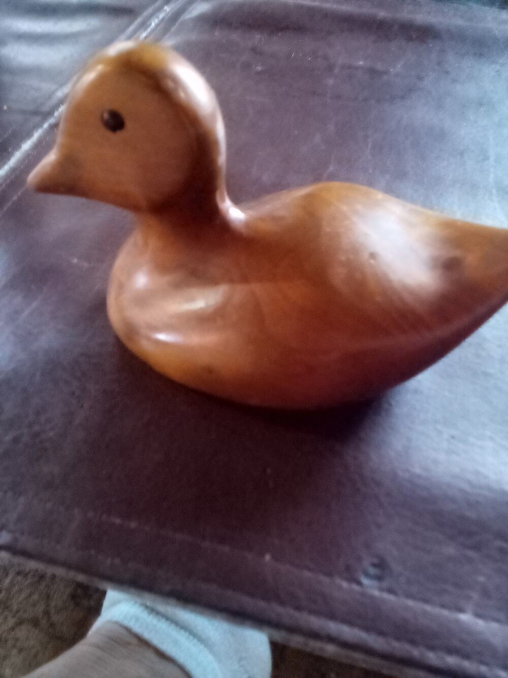 vintage hand carved wooden duck figurine